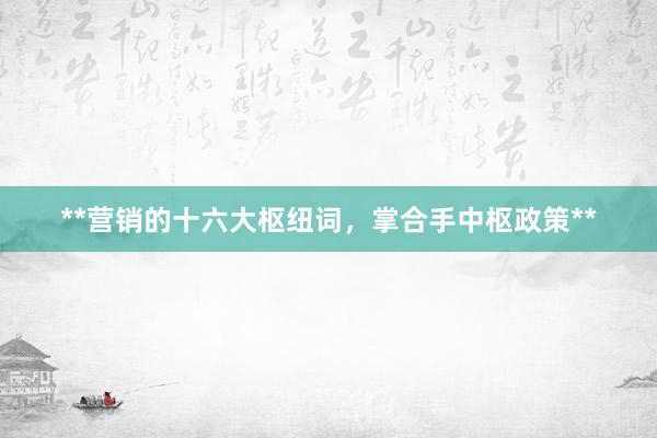 **营销的十六大枢纽词，掌合手中枢政策**